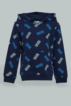 Navy Dude Print Sweatshirt