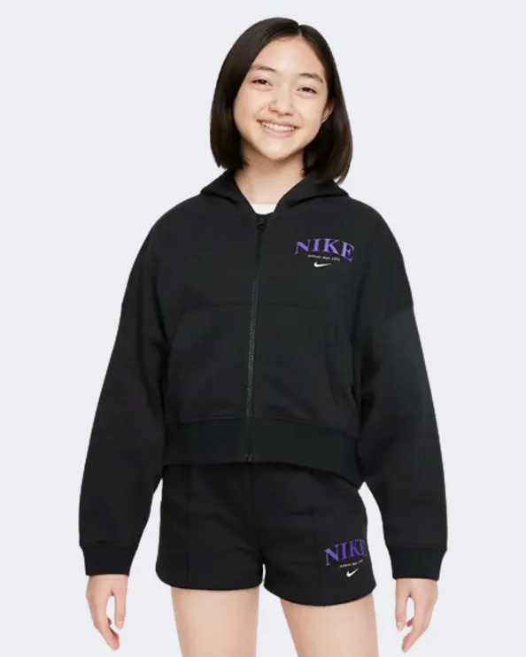 Nike Sportswear Trend Girls Lifestyle Hoody Black/Purple Dv2565-045