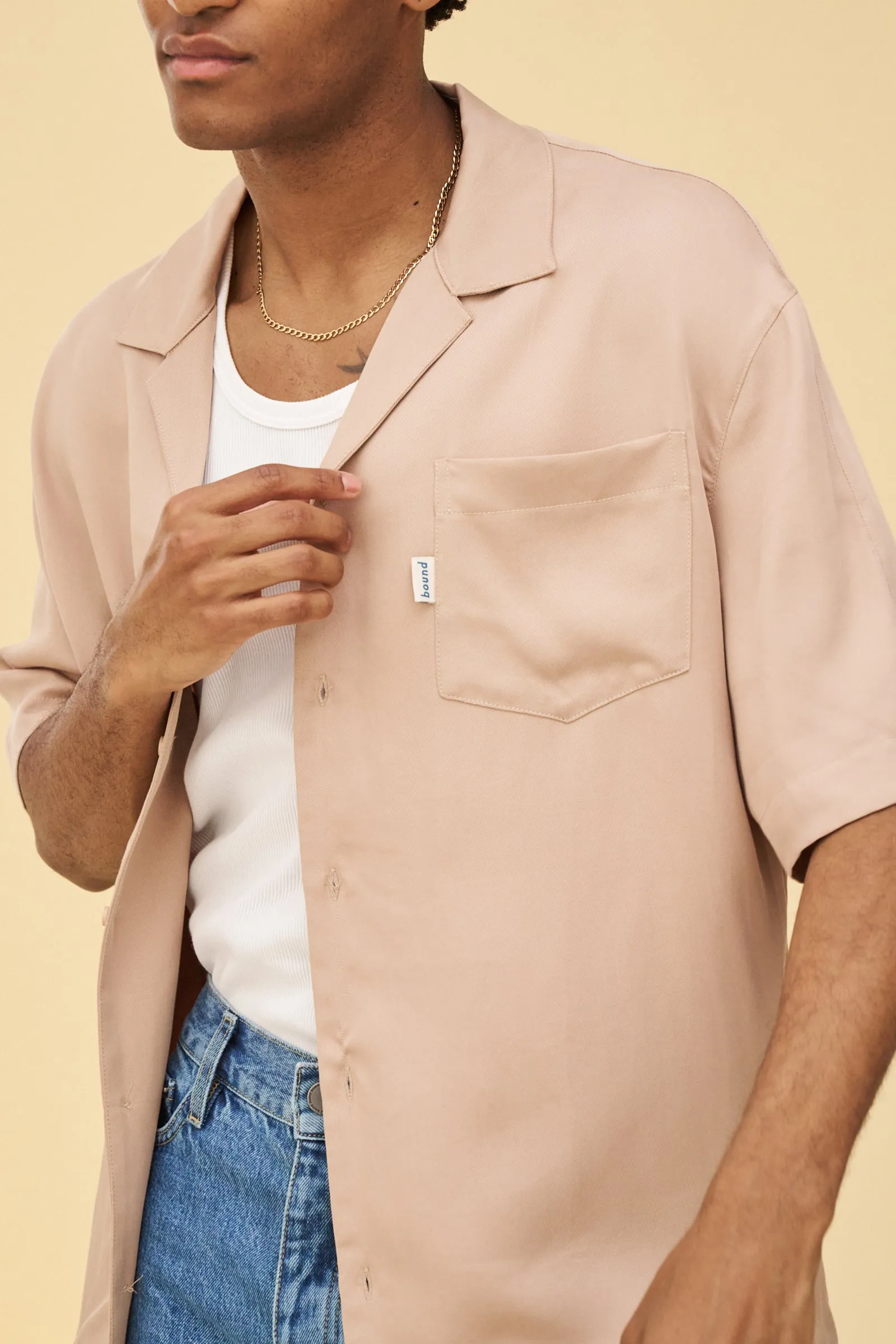 NUDE TENCEL CUBAN SS SHIRT