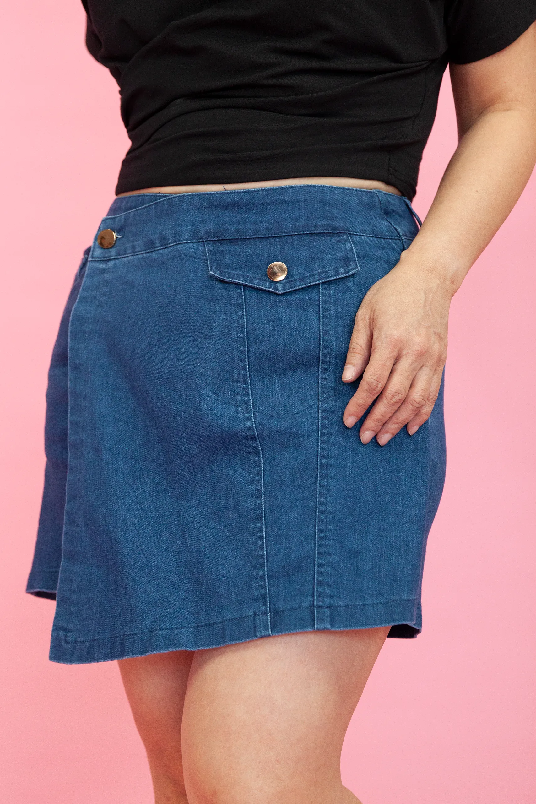 Overlap Denim Skorts