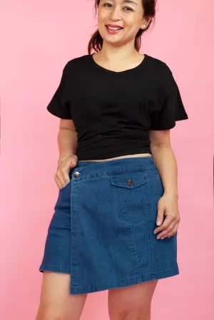 Overlap Denim Skorts