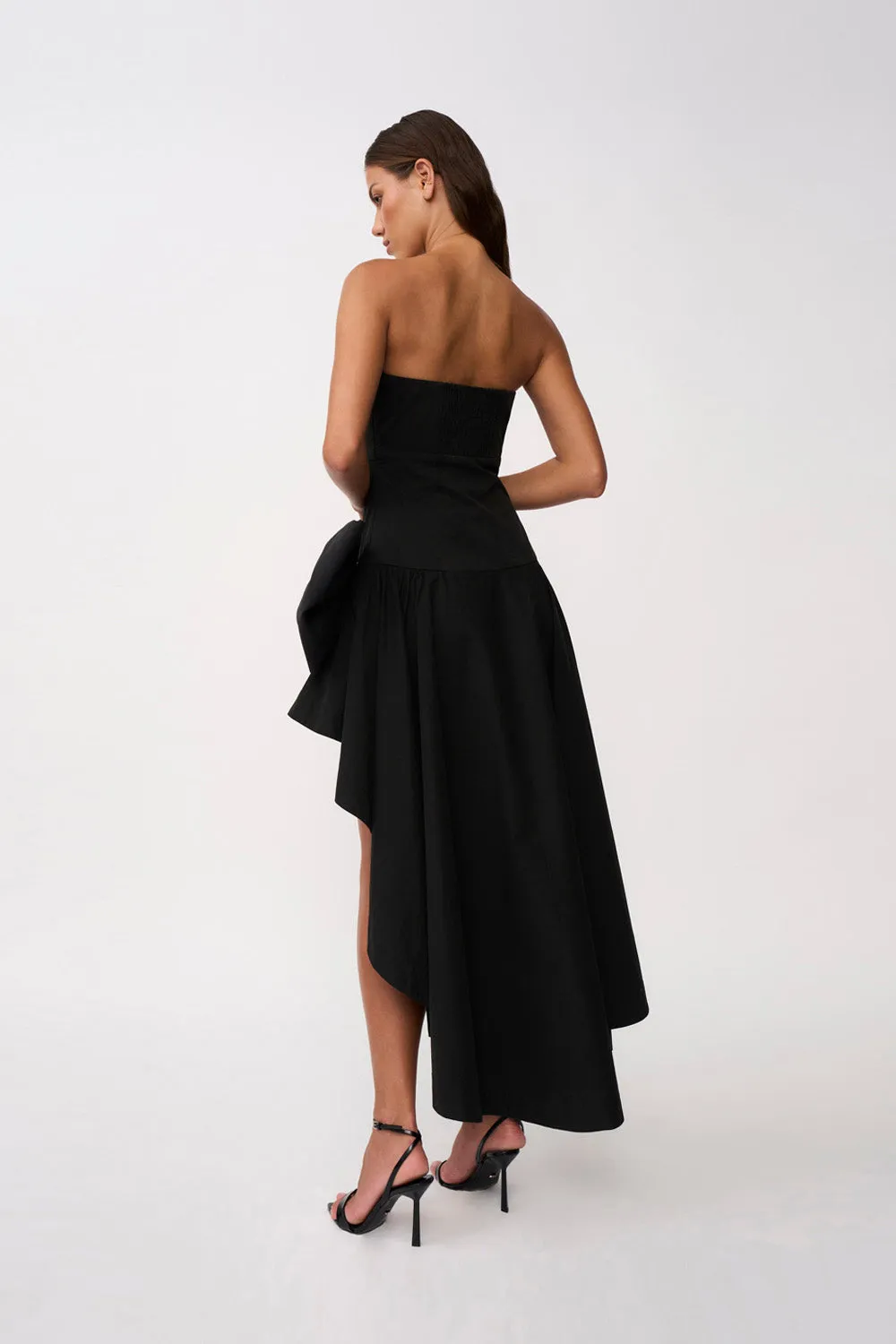 Paloma Bow Strapless Gown- Black