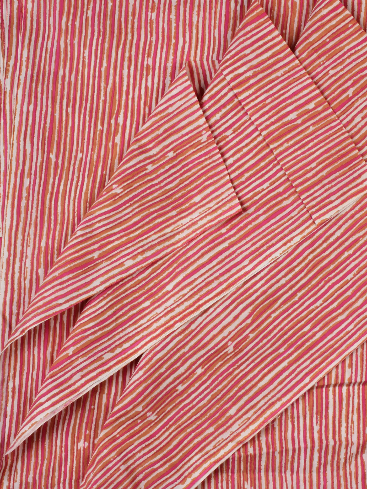 Pink White Block Printed Cotton Fabric Per Meter - F001F2210