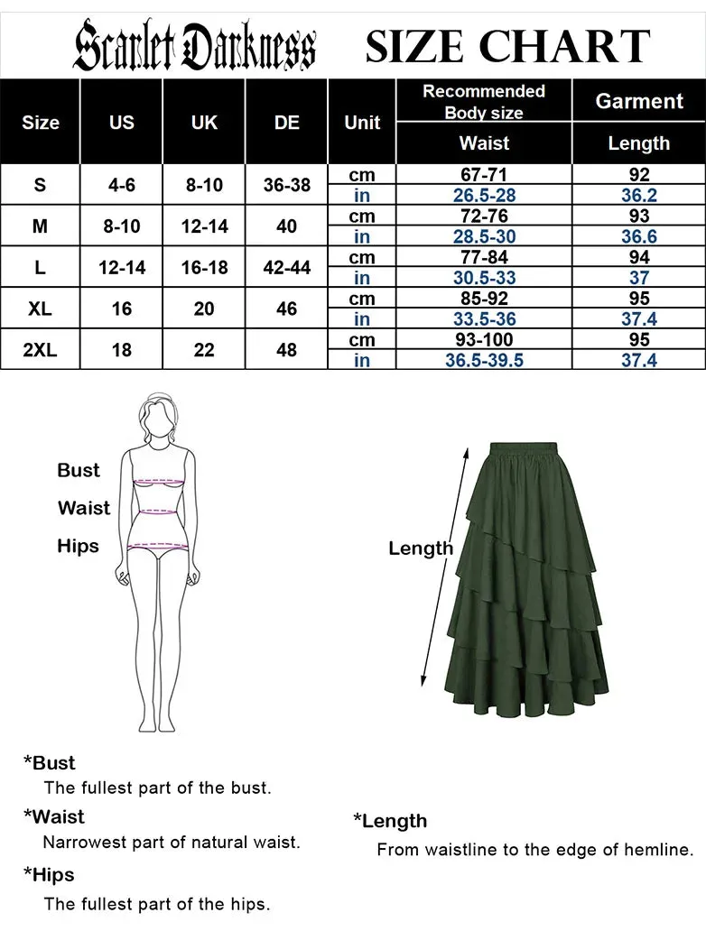 Renaissance Elastic Waist 4-Layer Flared Swing Skirt