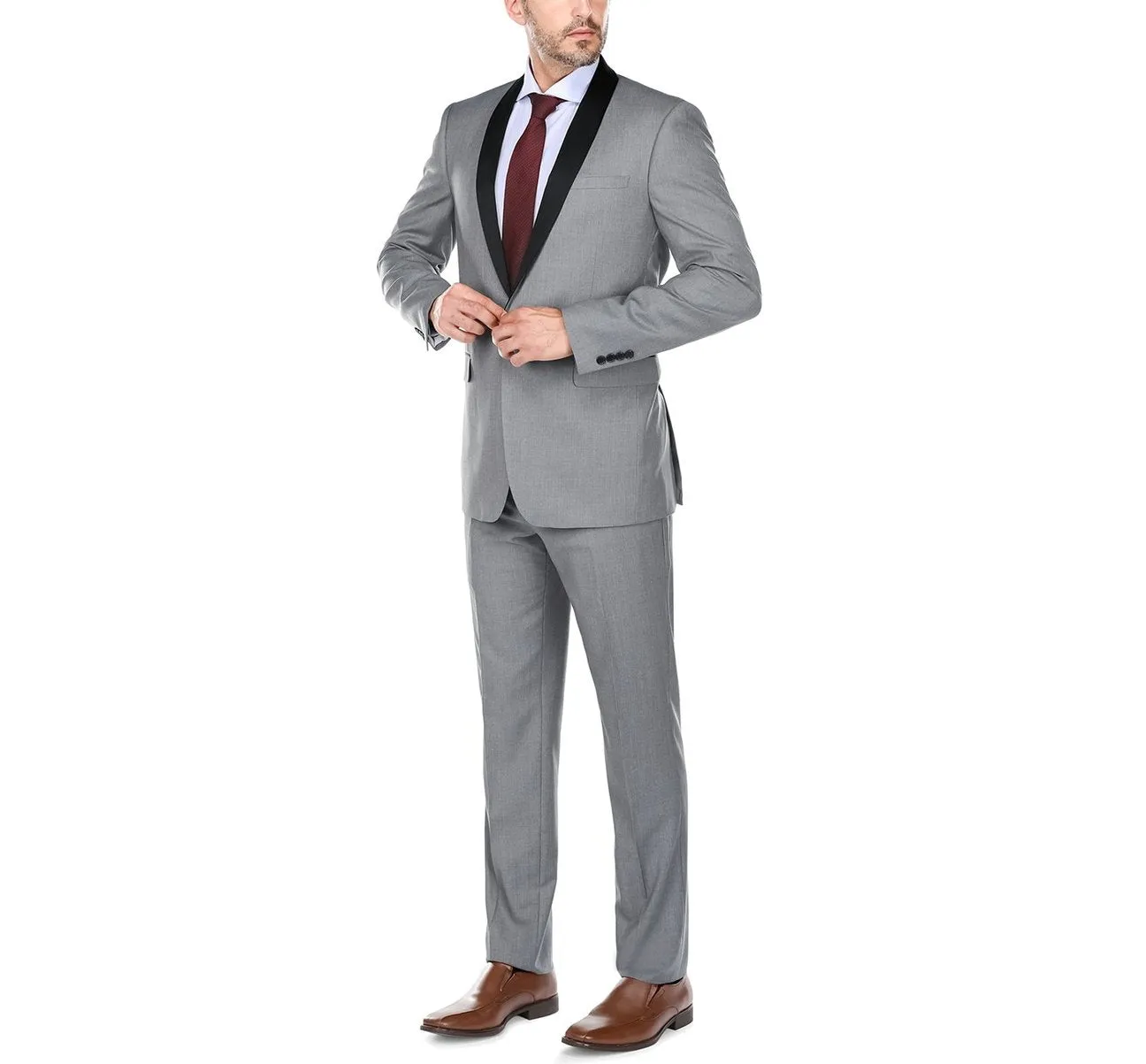 RENOIR 2-Piece Slim Fit Shawl Lapel Tuxedo Suit 202-2