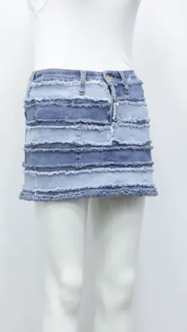 Rework Denim Stripped Skirt