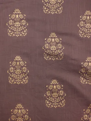 Rosewood Brown Gold Hand Block Printed Cotton Fabric Per Meter - F001F2002