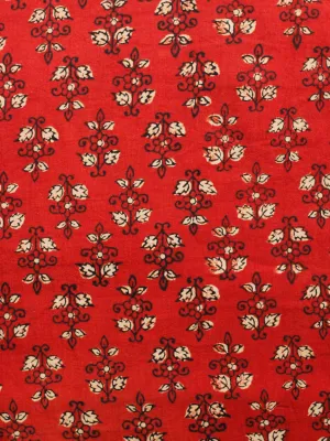 Rust Beige Black Hand Block Printed Cotton Fabric Per Meter - F001F1830