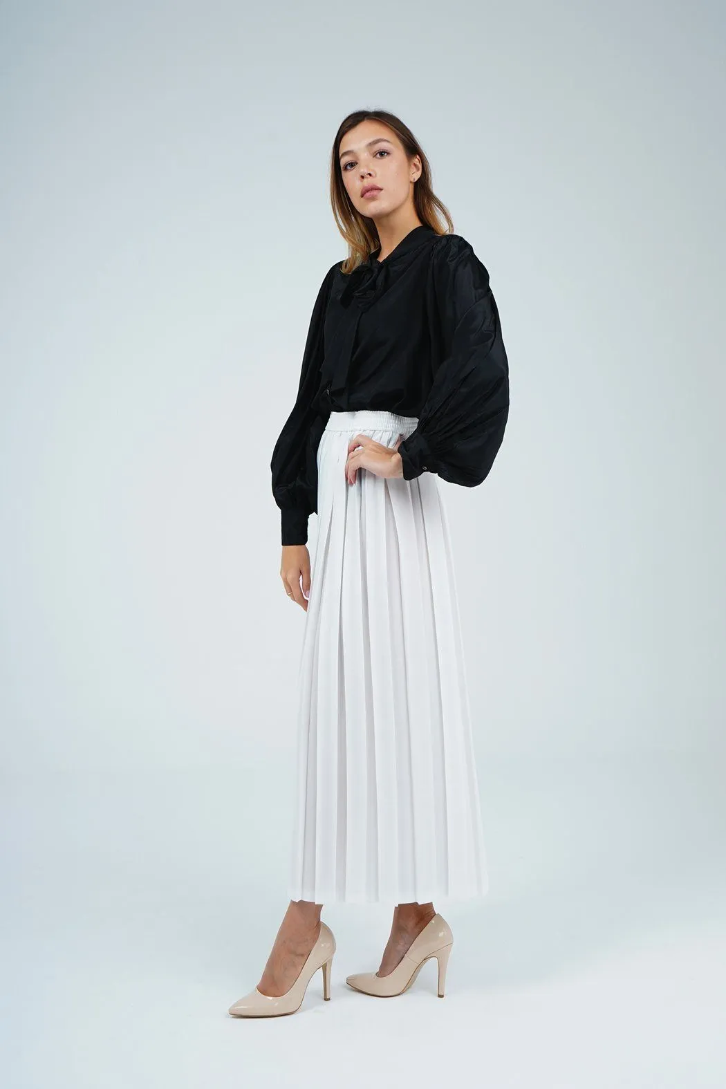 Sadie A-Line Skirt With Box Pleats