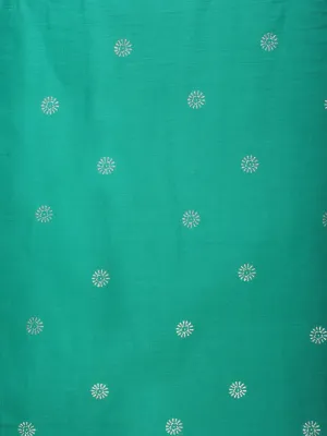 Sea Green White Block Printed Cotton Fabric Per Meter - F001F2208