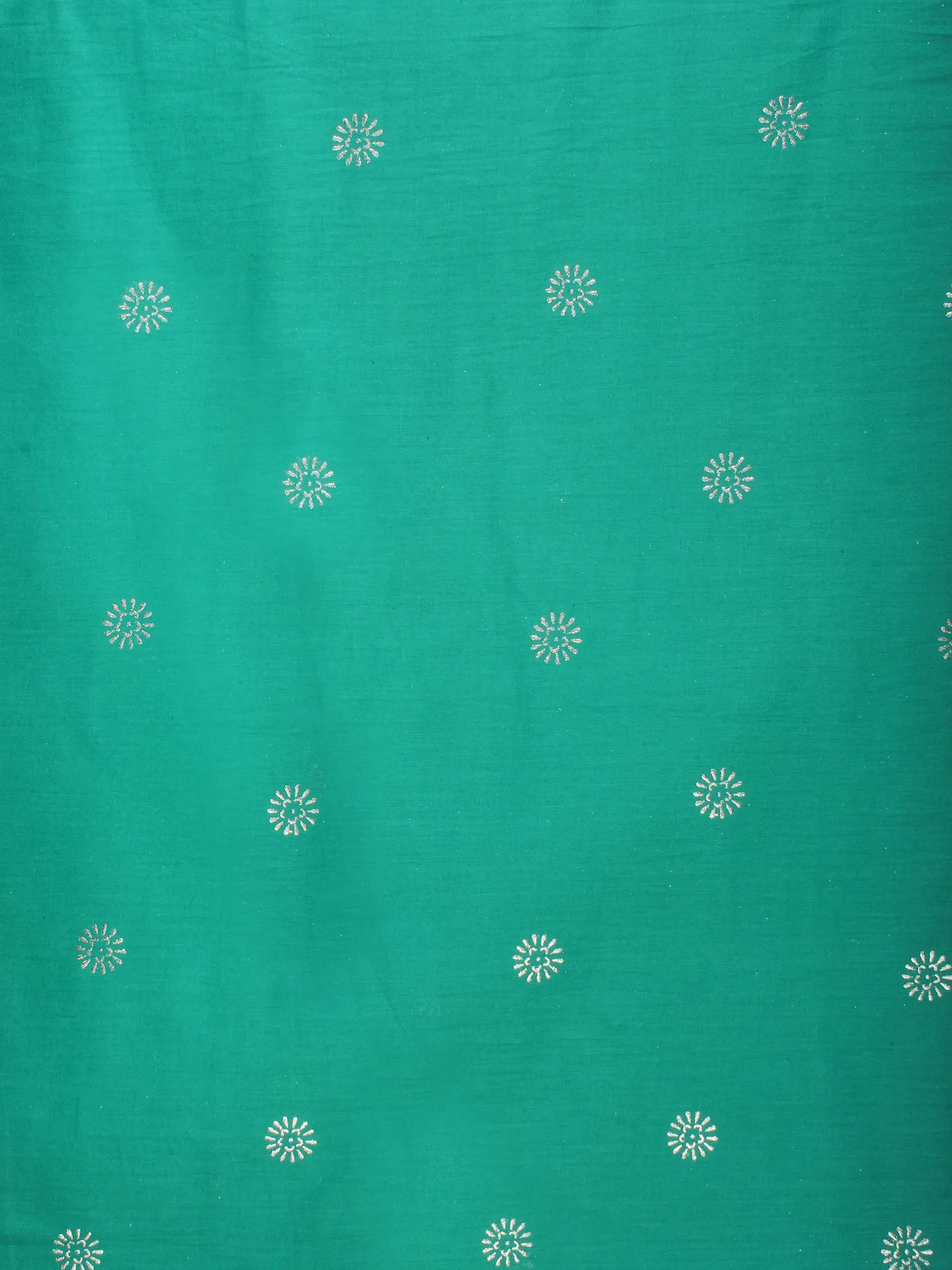 Sea Green White Block Printed Cotton Fabric Per Meter - F001F2208