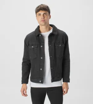 Sherpa Denim Jacket Black