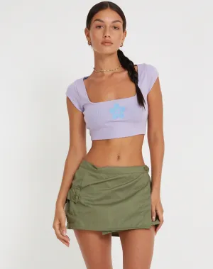 Sidra Crop Top in Lilac Cute Daisy Blue