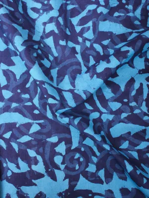 Sky Blue Indigo Hand Block Printed Cotton Cambric Fabric Per Meter - F0916456