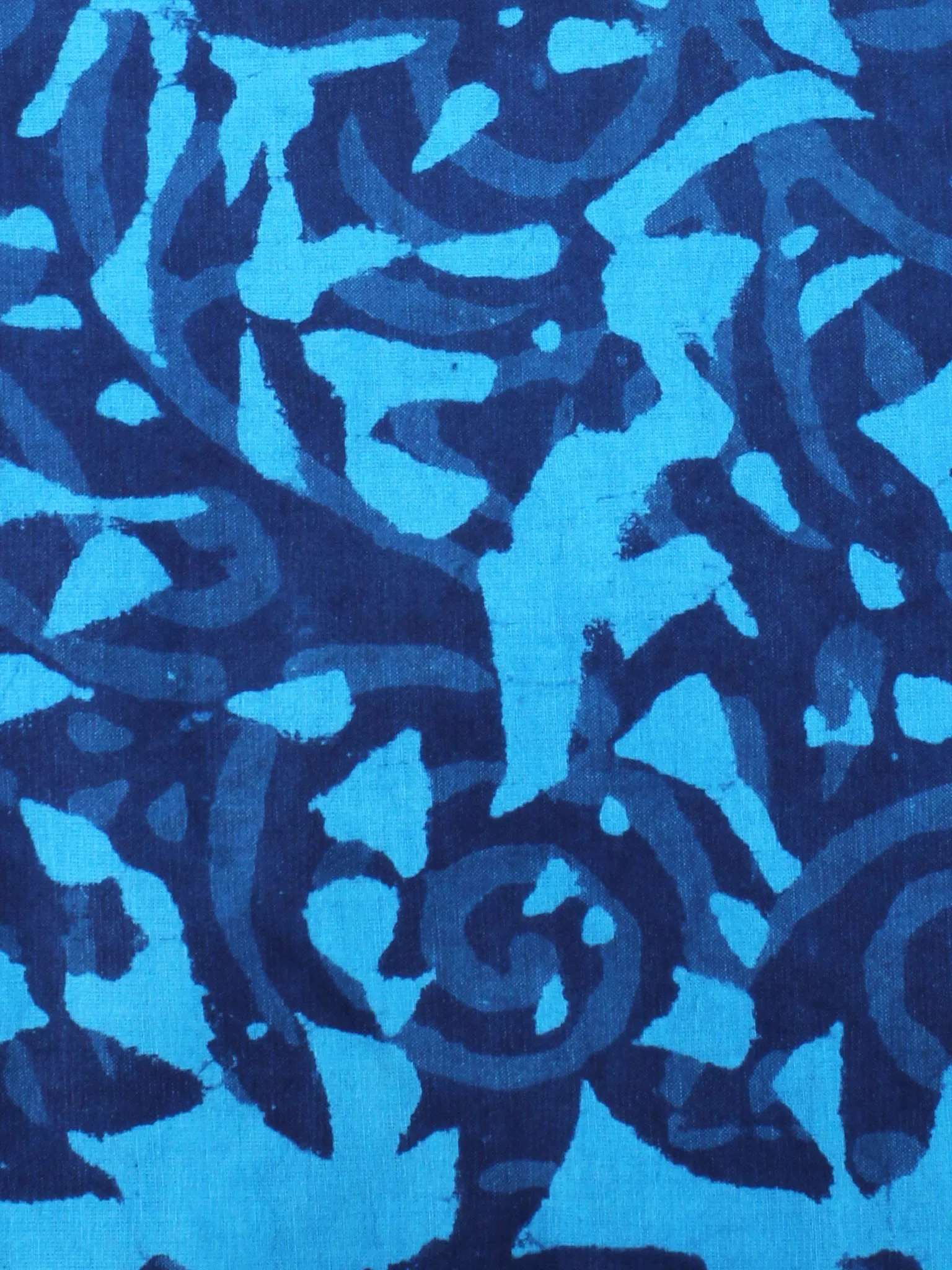 Sky Blue Indigo Hand Block Printed Cotton Cambric Fabric Per Meter - F0916456