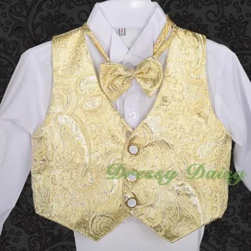 ST015A Baby Boys' Jacquard Vest 5 Pieces Formal Tuxedo Suit With Tail Christening Outfit Size 9 Months - 3