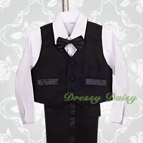 ST022A Baby Boys' 5 Pcs Set Formal Tuxedo Suits No Tail Wedding Christening Outfits Size 0 Months to 4T