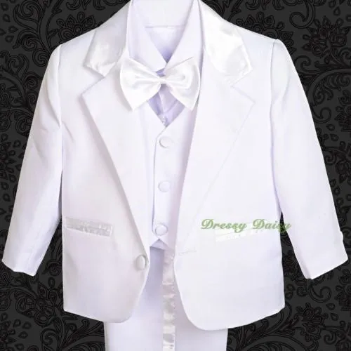 ST022A Baby Boys' 5 Pcs Set Formal Tuxedo Suits No Tail Wedding Christening Outfits Size 0 Months to 4T