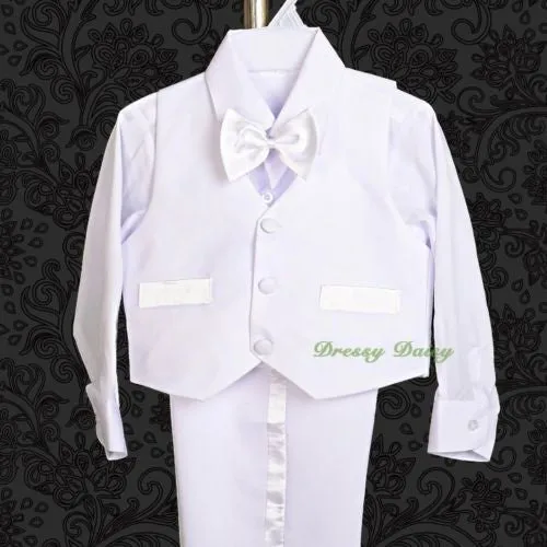 ST022A Baby Boys' 5 Pcs Set Formal Tuxedo Suits No Tail Wedding Christening Outfits Size 0 Months to 4T