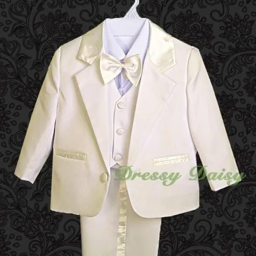 ST022A Baby Boys' 5 Pcs Set Formal Tuxedo Suits No Tail Wedding Christening Outfits Size 0 Months to 4T