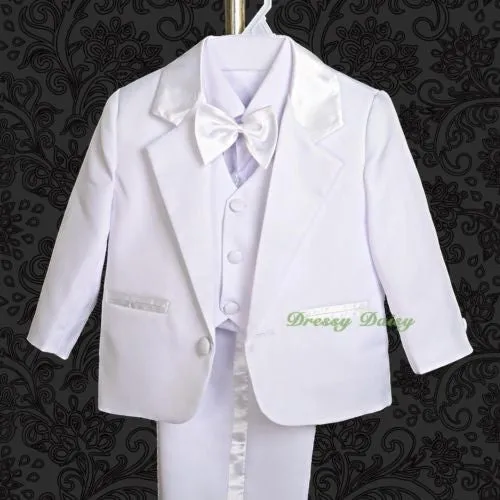 ST022A Baby Boys' 5 Pcs Set Formal Tuxedo Suits No Tail Wedding Christening Outfits Size 0 Months to 4T