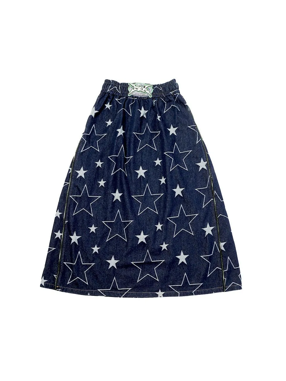 Star Side Zipper Loose A-line Denim Skirt【s0000000226】