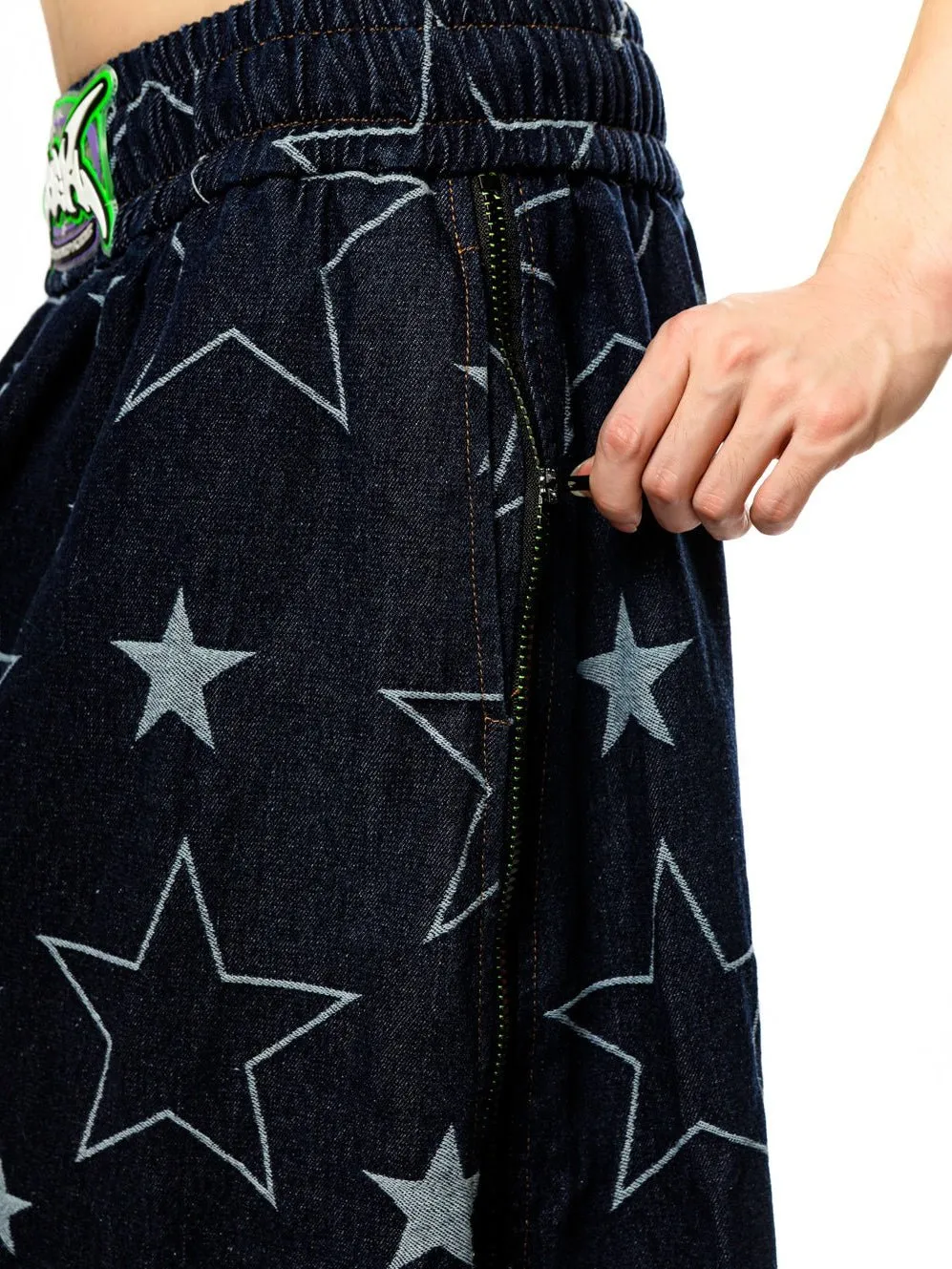 Star Side Zipper Loose A-line Denim Skirt【s0000000226】