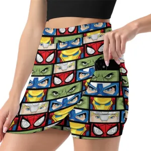 Super Heroes Eyes Athletic A-Line Skirt With Pocket