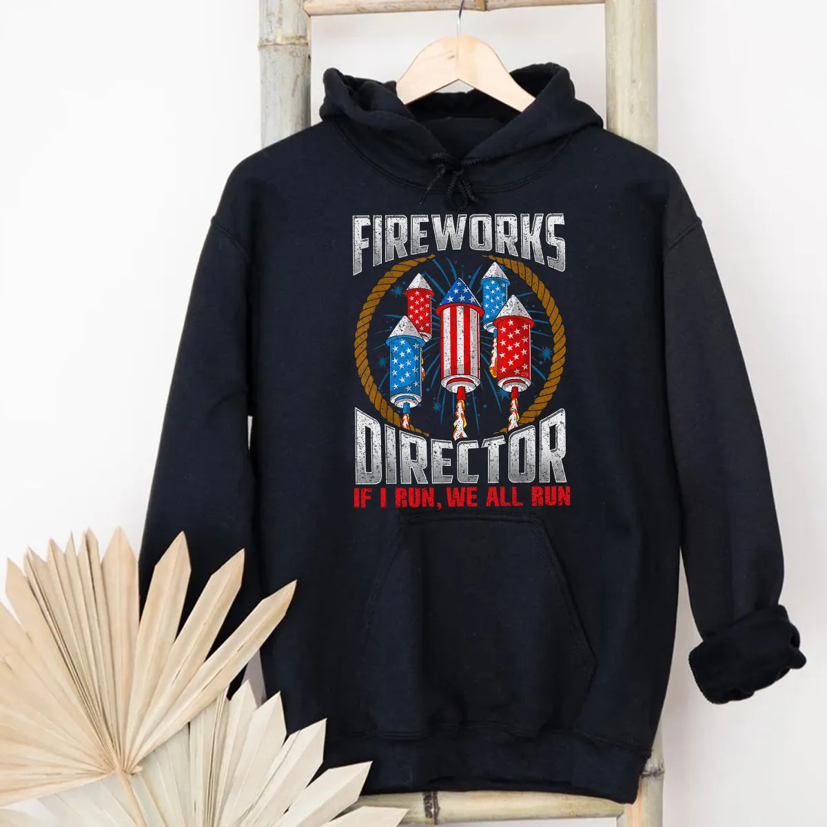 Teesdily | Independence Day Firework Shirt Fireworks Director I Run You Run Sweatshirt Hoodie American Pride Hooded Pullover Gift For 4Th Of July Day