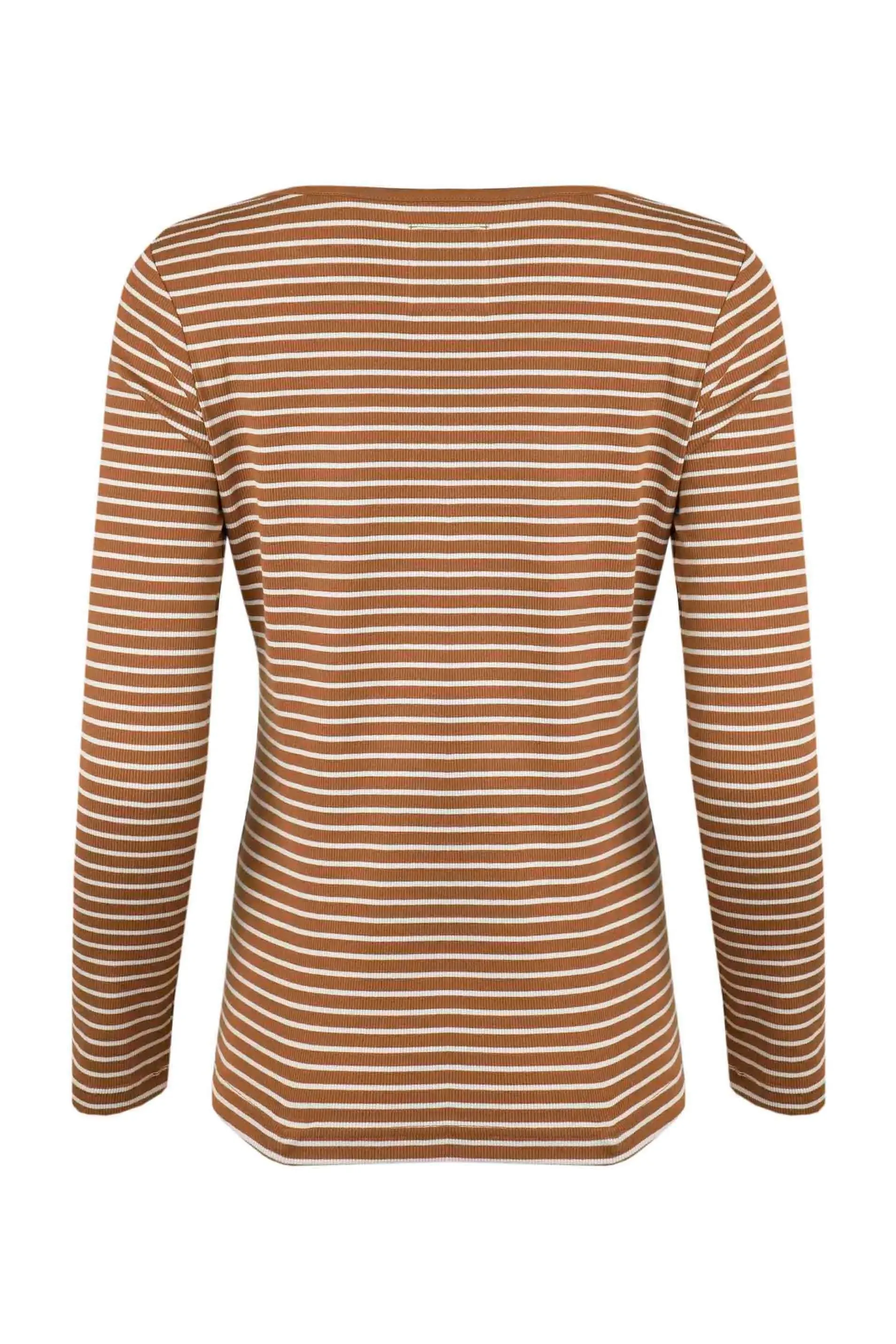 Weird Fish 18 Caramel Mila Organic Cotton Striped Rib Jersey T-Shirt