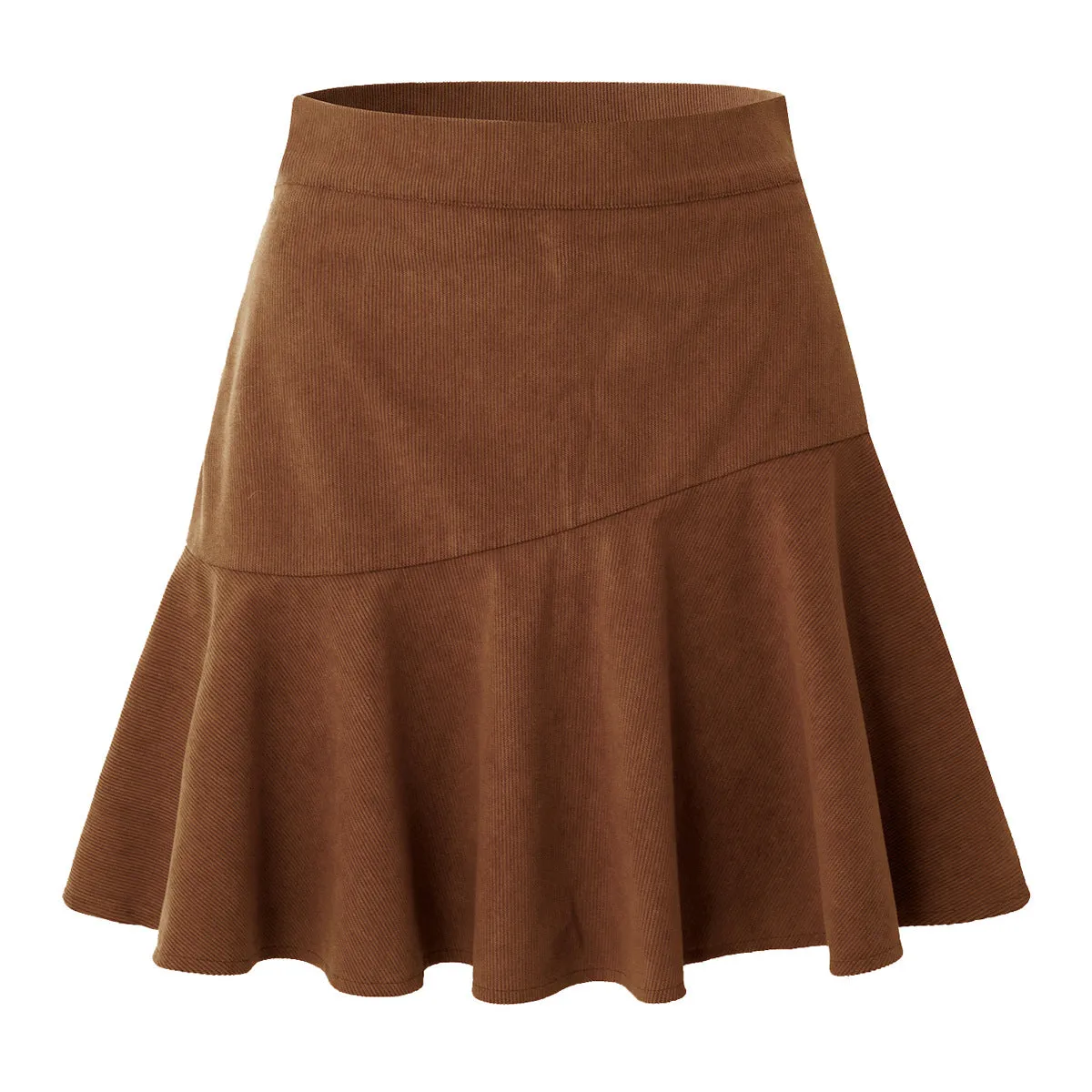 Women Clothing Solid Color Corduroy Zipper Skirt Women Autumn Winter High Waist Pleated Skirt