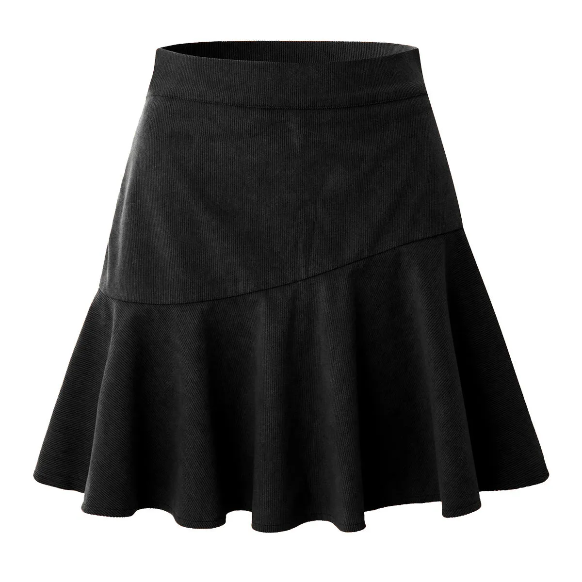 Women Clothing Solid Color Corduroy Zipper Skirt Women Autumn Winter High Waist Pleated Skirt