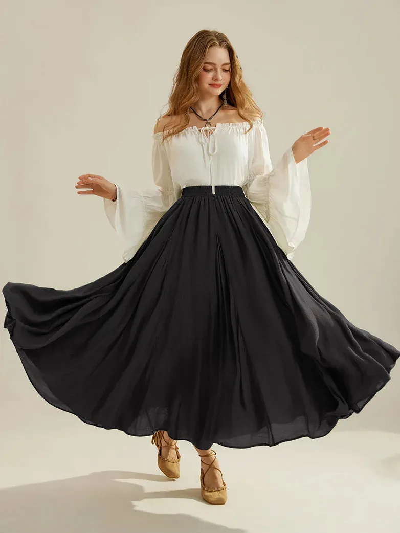 Women Renaissance Swing Skirt Elastic Flared Maxi Skirt