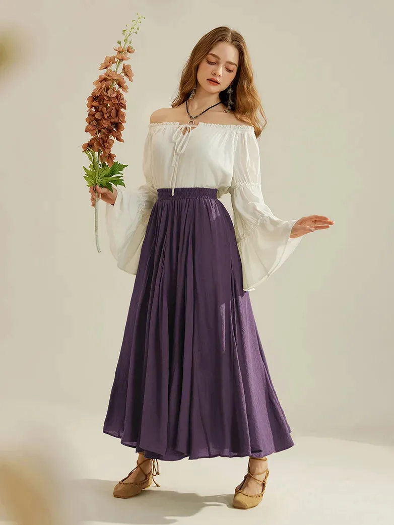 Women Renaissance Swing Skirt Elastic Flared Maxi Skirt