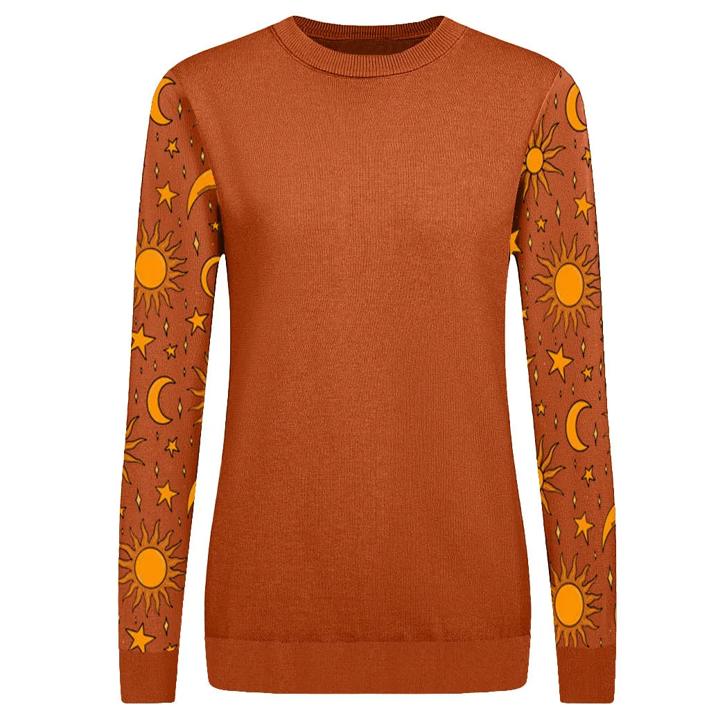 Women's orange brown vintage knitwear