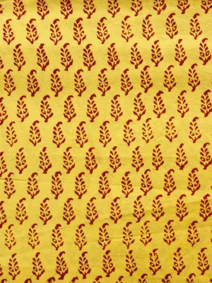 Yellow Maroon Bagh Printed Cotton Fabric Per Meter - F005F1718